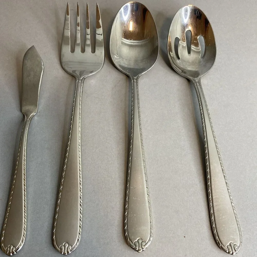 Hampton Rachelle Frost Serving Set - 4 Piece Stainless Flatware‎ 18/10 KOREA